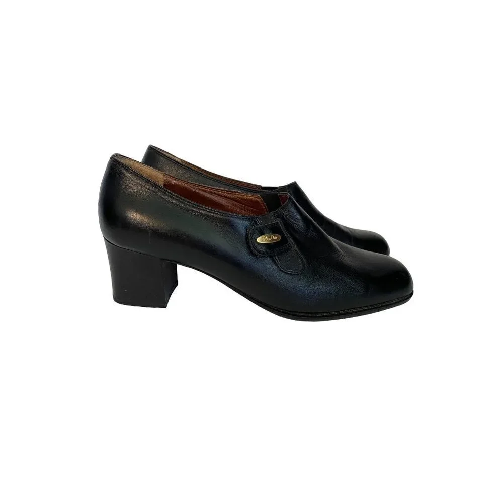 Vintage 80's Miss Clair Linea Young Black Italian Leather Shoes Size 37